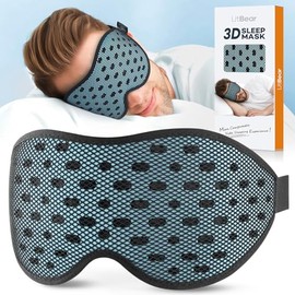 LitBear Breathable Sleep Mask, 3D Eye Mak Sleep for Side Sleepers Women Men, Light Blocking Sleeping Mask with Adjustable Strap, Soft Lightweight Eye 