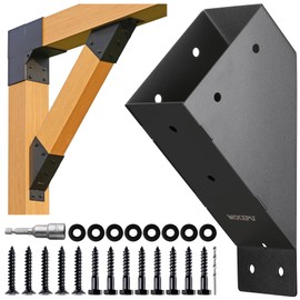 Wocepu 4pack 45 Degree Angle Support Bracket, for 4x6 (Actual 3.5''x5.5'') Pergolas, Gazebo, Deck Porch, Cabin Elevated Wood Support Kit (Frosted-Black)