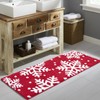 Estmy Red Snowflake Christmas Bathroom Runner Rug 18''W x 45''L,