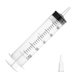 250ml Large Syringes, Individually Sterile Sealed Plastic Syringe for Liquid, Scientific Labs, Measurement, Pet Feeding ,Ink Refilling ,Oil or Glue Applicator(1 Pack)