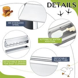 Automatic Chicken Waterer Stainless Steels 14 Windows Chicken Water Feeder Large Watering System with Float Valve Automatic Poultry Waterer for Duck Goose Pigeon Quail