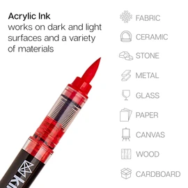 KINGART Acrylic Paint Markers Brush Tip, 12 Vibrant Colors. Water-based, no-bleed, waterproof pens with automatic ink control for rock, egg, wood, fabric, glass & DIY crafts