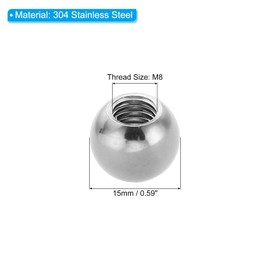 PATIKIL M8x15mm Ball Nuts Knob, 2 Pcs Female Thread 304 Stainless Steel Round Blind Hole Screw Cap Cover for Lighting Machinery DIY Decoration, Silver
