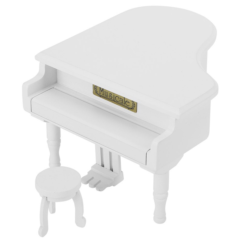 Wood Piano Model Music Box Jewelry Storage Musical Boxes with