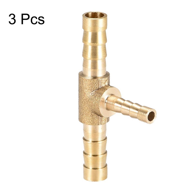 sourcing map Tee Brass Barb Fitting Reducer 3 Way, Fit