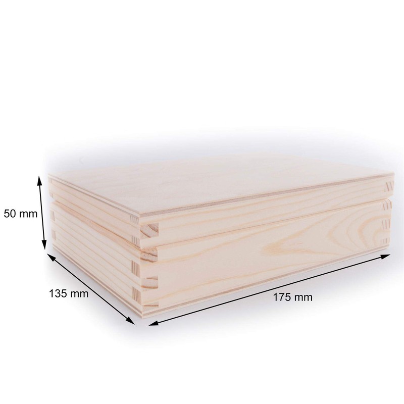 Small Rectangular Wooden Box with Lid | 17.5 x 13.5