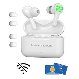 Wooask M6 Ai Headphones Translator, 144 Online & 11 Offline Languages Translator, Real Time, 3-in-1 Smart Bluetooth Translator Headphones, Ideal for Travel, Business Learning (White, Offline Version)