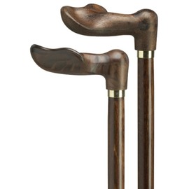 Harvy Canes Right Hand Palm Grip Walnut Walking Cane with Walnut Molded Handle