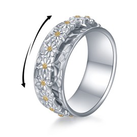 Daisy Anxiety Relieve Spinner Rings 925 Sterling Silver Sunflower Anxiety Relief Fidget Ring Anti Stress Rings Stress Relieving Jewelry Gift for Women (7)