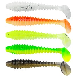 FREE FISHER 40 Pcs Soft Fishing Lures Swimbaits Paddle Tail 5 Colors Mixed for Bass Trout Crappie 2.2in/0.05oz