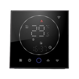 Pomya Programmable Smart Home Thermostat, Power Off Protection Smart Thermostat Voice Control for Office (Black)