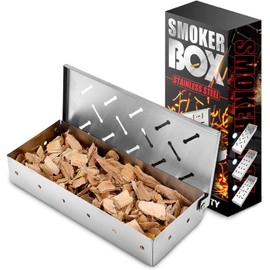 Shiwaki BBQ Smoker Box,Stainless Steel Smoke Box,Smoke Generator,Meat and Fish Smoker,for Indoor Outdoor Charcoal BBQ Grill Grill Meat