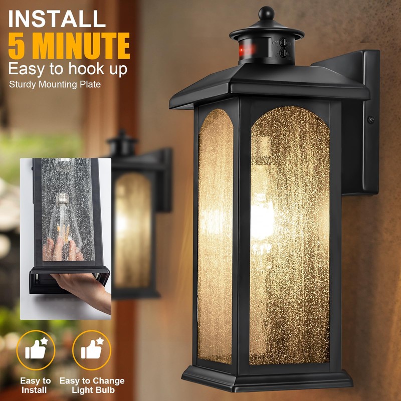 Large Motion Sensor Outdoor Light Fixture-3 Mode Motion Detection Porch