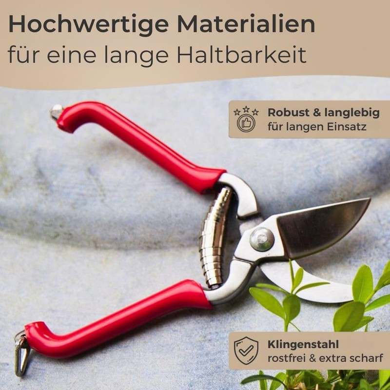 TOPANBIETER 999 Gartenschere – 14 cm rote Obst- und Blumenschere,