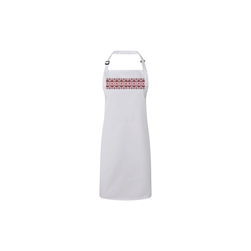 Fabulous Premium-Küchenschürze Weiß Muster Rot Stil Stickerei Pixel Aztec Abstract