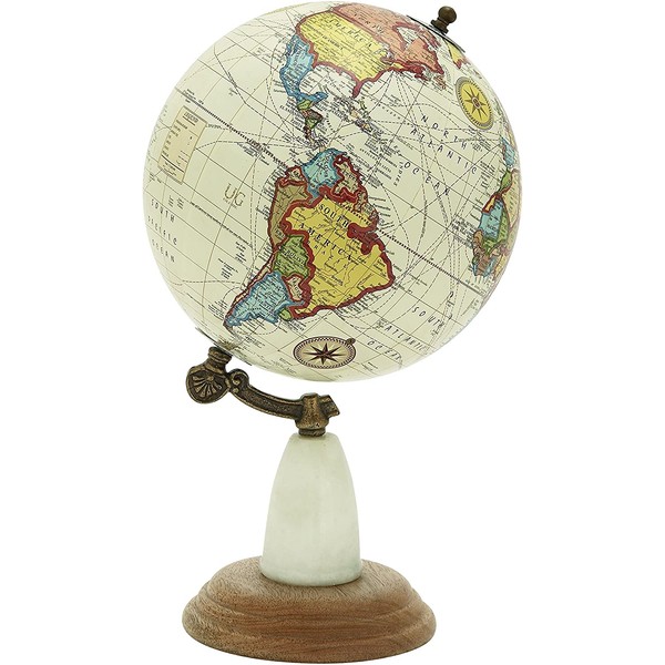 Deco 79 94453 Wood Metal Marble Globe, 8" x 14"