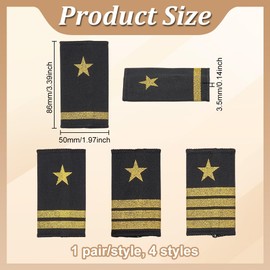 BENECREAT 4 Pairs 4 Styles Professional Uniform Epaulets, Uniform Bars Epaulets, Public Security Star & Gold Stripes Shoulder Boards for Military Insignia Sliders Cosplay Costume