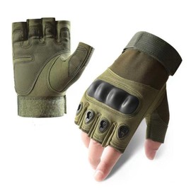 SamHeng Cycling Gloves for Men, Outdoor Sports Hiking Hand Protection, Ambidextrous Half Finger Gloves, Green