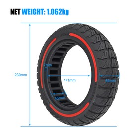9.5x2.5-6.1 Off-Road Solid Tire Replacement for NIU KQi3 Pro/Max/Sport Scooter - Puncture-Free, Hassle-Free Maintenance - Anti-Skid, Shockproof 9.5 x 2.50 inch Tubeless Tire (Red 1pc)