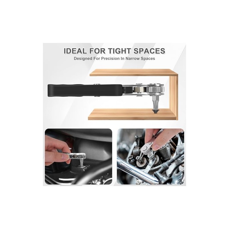 10-In-1 Angled Ratchet Screwdriver Set，90 Degree Right Angle, Angled and