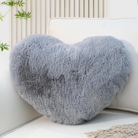 Yhoelata Heart Cushion, Grey Heart-Shaped Cushion, Cuddly Cushion, Love Decorative Cushion, Aesthetic, Plush Cushion for Living Room, Sofa, Bedroom, Bed, Gift, 26 x 36 cm