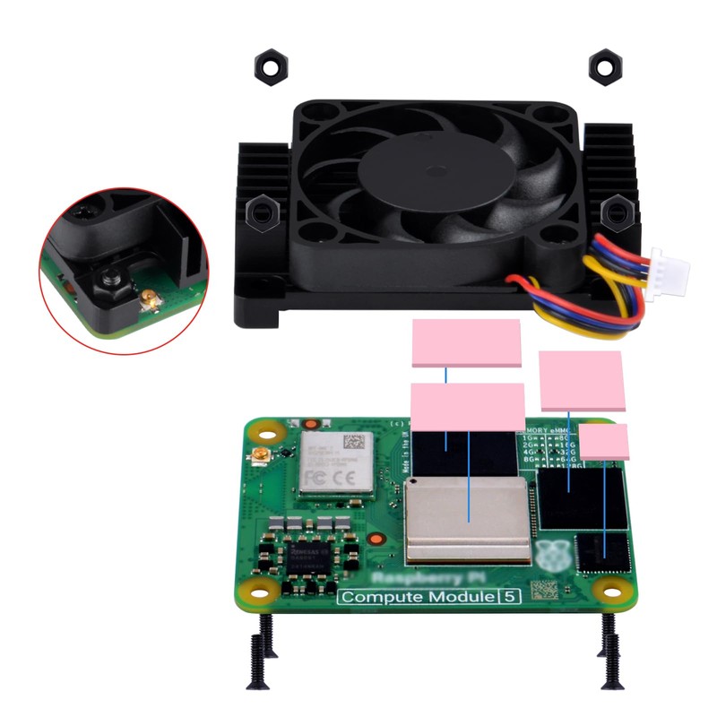 GeeekPi Aluminum Alloy CNC Heatsink Active Cooler with Cooling Fan