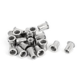 1/4"-20 Rivet Nuts - 50 Pcs Stainless Steel Rivnuts, Flat Head Insert Nut with Knurled Body