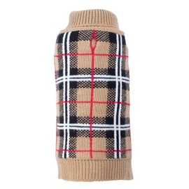 The Worthy Dog Tan Plaid Sweater-Medium
