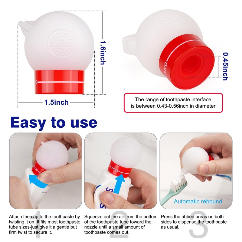 Toothpaste Dispenser with Self-Closing Cap No Mess No Waste, Fits