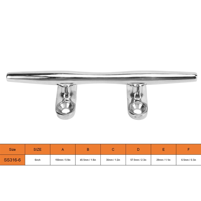 Boat Cleat Open Base Heavy Duty 316 Stainless Steel Boat