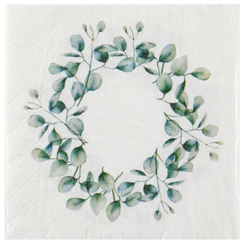 Botanical Wreath Napkins | Green Floral Wedding Birthday Tea Party