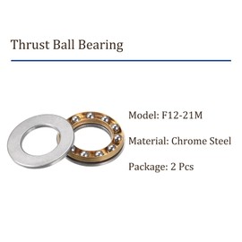 Kozelo 2pcs F12-21M Thrust Ball Bearing - [12mm x 21mm x 5mm] Chrome Steel Miniature Thrust Bearing with Washer for Machine Tool Use