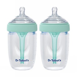 Dr. Talbot's Botellas de silicona anticólicos, 8 onzas, paquete de 2, color aguamarina