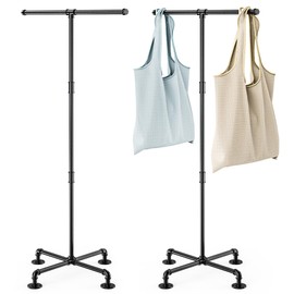 2 Pack Heavy Duty Shopping Bag Rack, Metal Display Stand for Retail Store Handbag Rack, Large Standing Purse Holder T Shaped Tote Bag Display Stand for Vendors, Boutique (Black, 2Pcs)