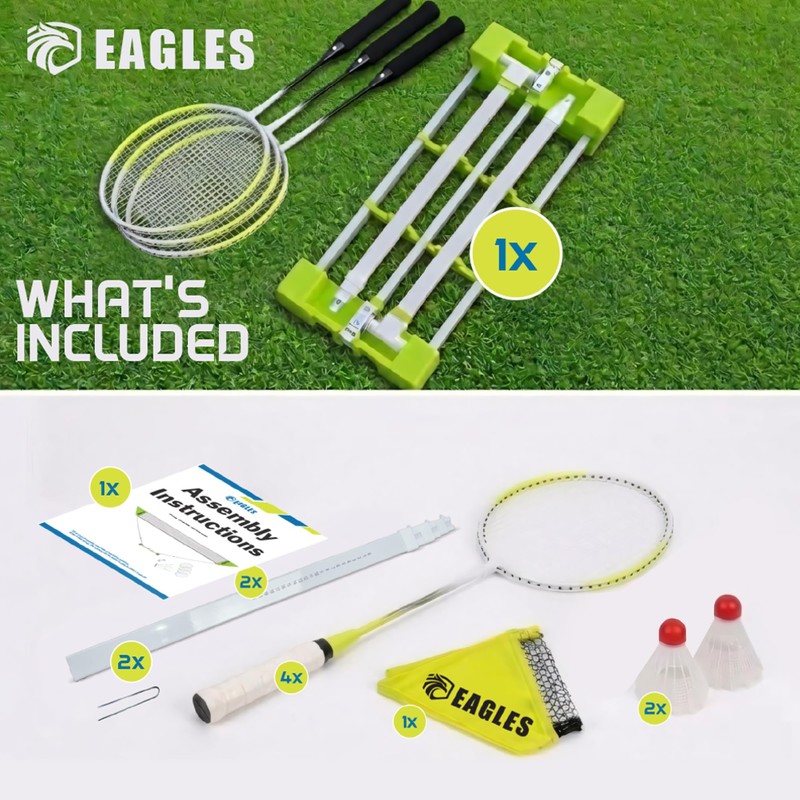 Complete Portable Badminton Set Large - Quick & Easy Setup