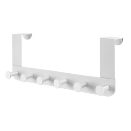 SIMPLE CLEVER HOMES 365 Over The Door Rack 6 Hook, Behind Door Hanger for Hanging Clothes Backpack Hat Purse Bag Keys, Bathroom/Bedroom Towel Holder Robe Hooks Modern Matte White Metal