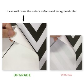 funlife 14Pcs Scandinavian Style Peel and Stick PVC Staircase Decals, Self-Adhesive Waterproof Stair Riser Stickers, 39.37"x7.09" White Herringbone