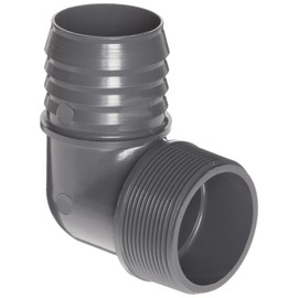 Spears 1413 Series PVC Tube Fitting, 90 Degree Elbow, Schedule 40, Gray, 3/4" Barbed x NPT Male