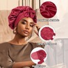 Red Silk Bonnet with Adjustable Tie Band for Sleeping -