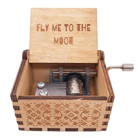 Youtang Gifts for Her Him, Fly Me to The Moon Wood Music Box, Antique Engraved Wooden Musical Boxes Gifts for Lover on Valentine's Day, Father's Day,Mother's Day,Christmas,New Year(Handcrank)
