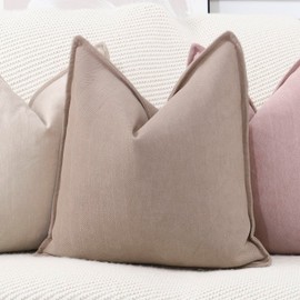 MADIZZ Textured Chenille Throw Pillow Covers Set of 2 Super Soft Decorative Pillow Covers Boho Cushion Covers Modern Farmhouse Home Decor for Sofa Bedroom 18x18 inch Camel