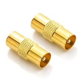deleyCON Antenna Adapter Coupling Connector Coaxial Plug (IEC) to Coaxial Plug (IEC) Shielded Gold-Plated TV Cable Coaxial Cable TV Cable – Pack of 2