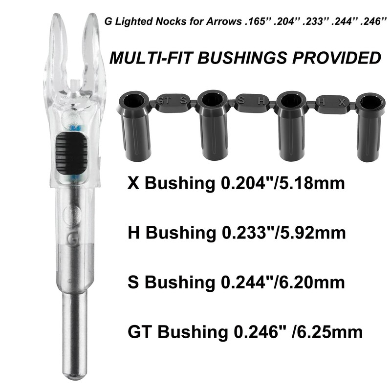 KEAUP 6/12 Pack G Lighted Nocks for Arrows with .165