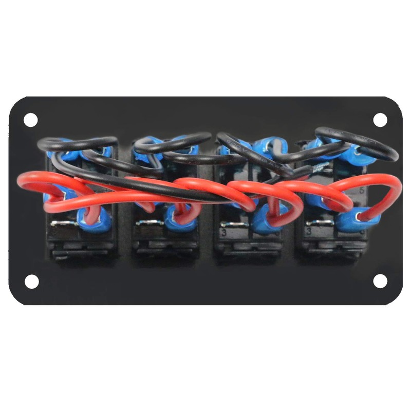 FXC Rocker Switch Aluminum Panel 4 Gang Toggle Switches Dash