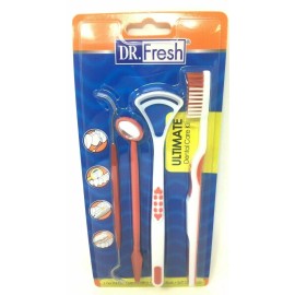 DR.Fresh Ultimate Dental Care Kit Dental Pick Mirror Tongue ToothBrush Soft Multi-Colors