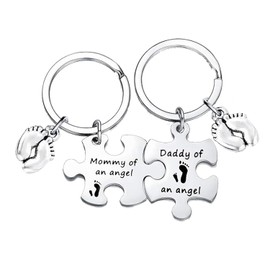 Nfyxcaz Mommy Daddy of an Angel Puzzle Keyring Pregnancy Loss Gifts Miscarriage Loss of Child Baby Memorial Keychain Loss of Baby Sympathy Gifts