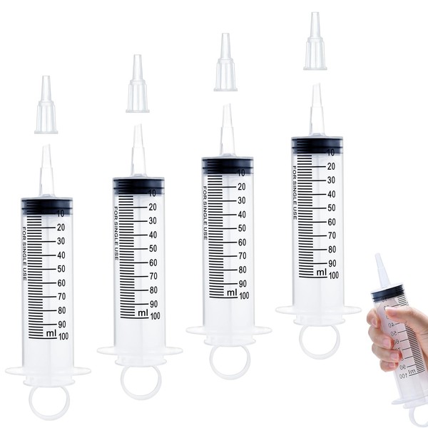 Syringe 100ml – 4Pack Large Syringe for Measuring Liquids, Individually