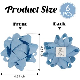 LiBongTa 4.5 Inch Dusty Blue Bow for Gift Grosgrain Ribbon Present Bow, Christmas Bow for Gift Wrapping, Decorative Bow, Self Adhesive Bows, Gift Bow Assortment, Pack of 6
