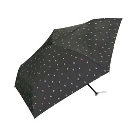 Wpc. Lightweight Watercolor Heart Mini Umbrella Black - UV Protection, Compact, Foldable, Dual Use Sun & Rain Umbrella