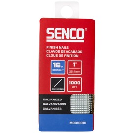 SENCO M001001R 1" 16 Gauge Straight Finish Nails, Galvanized Finish 1,000 Count Pack